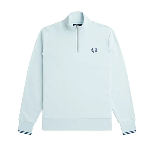 Fred Perry Half Zip Sweatshirt Light Ice Midnight Blue sold by Kong