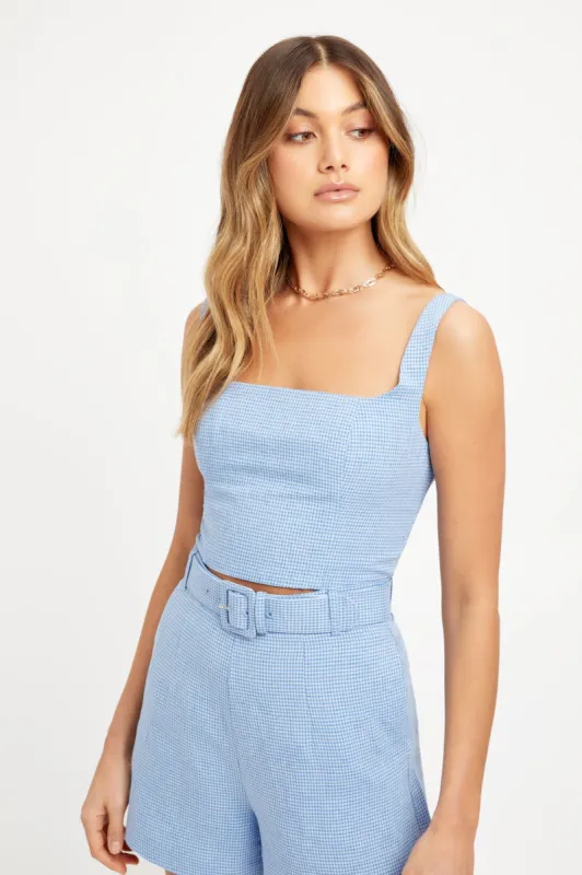 Blue Gingham Square Crop sold by Kookai