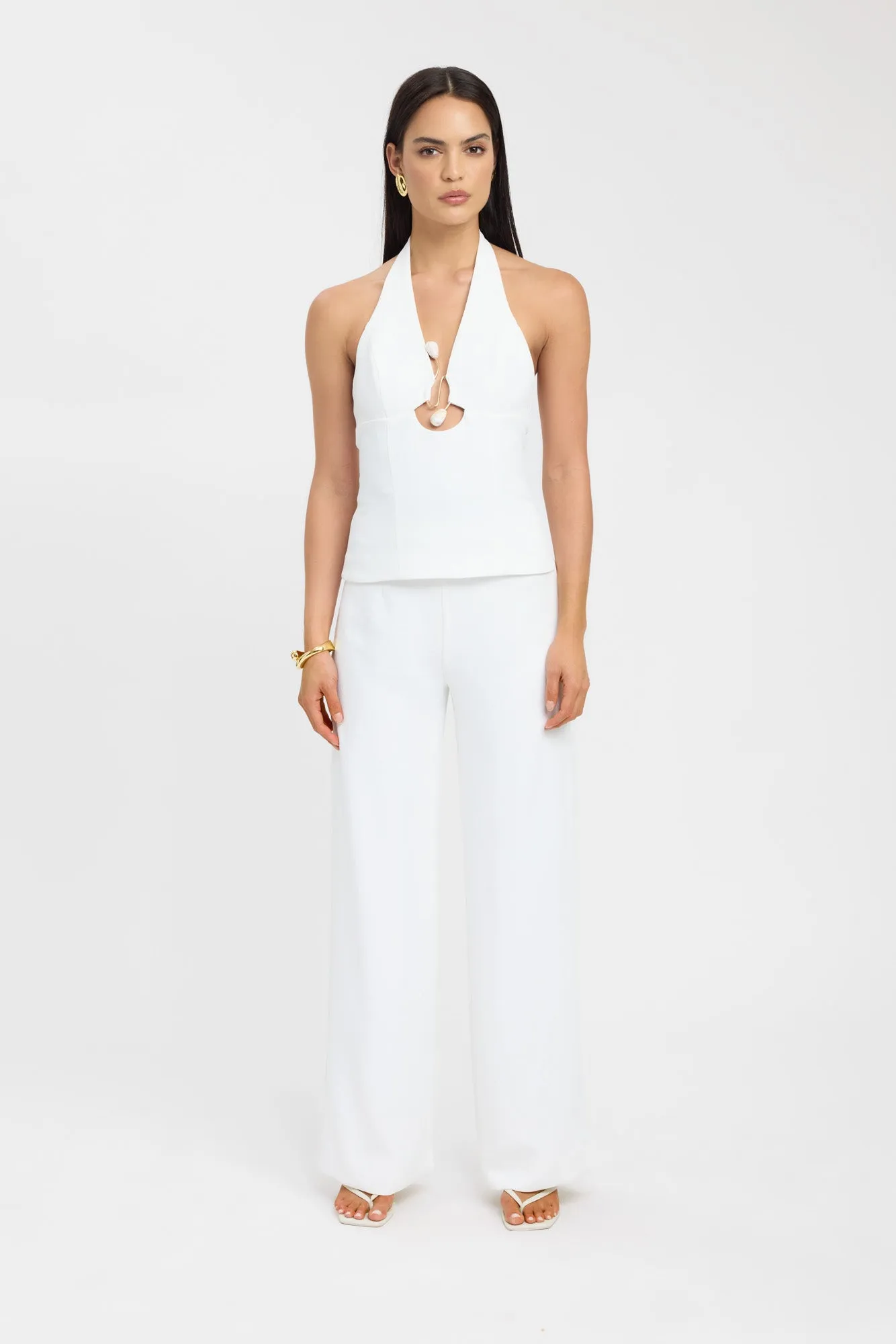 Oyster Halter Trim Top sold by Kookai