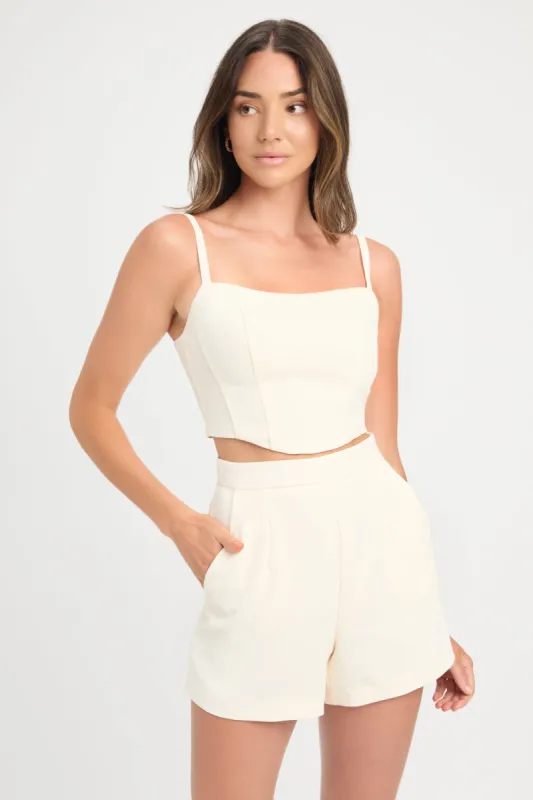 Oyster Curved Crop sold by Kookai