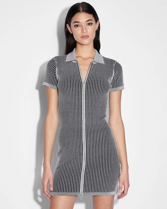 LEAGUE POLO MINI DRESS BLACK/WHITE sold by Ksubi