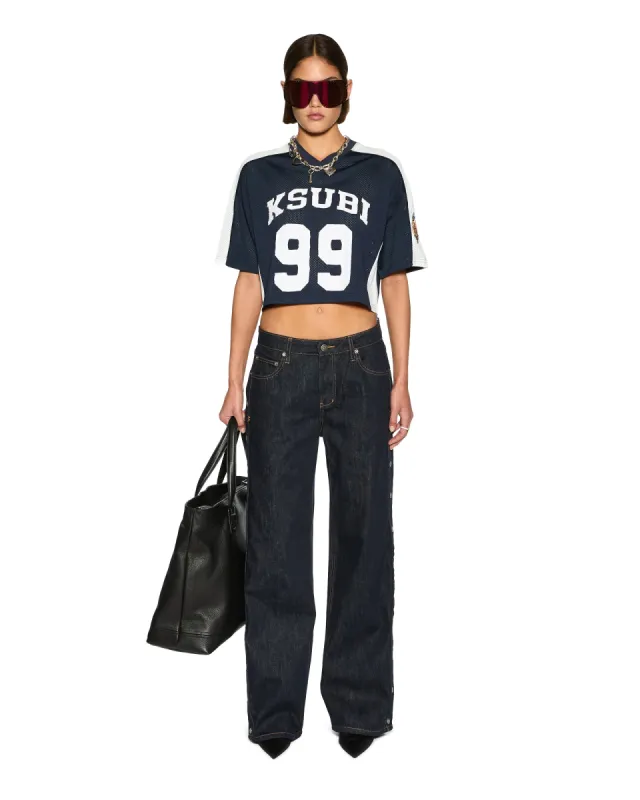 99 SS CROP JERSEY NAVY sold by Ksubi