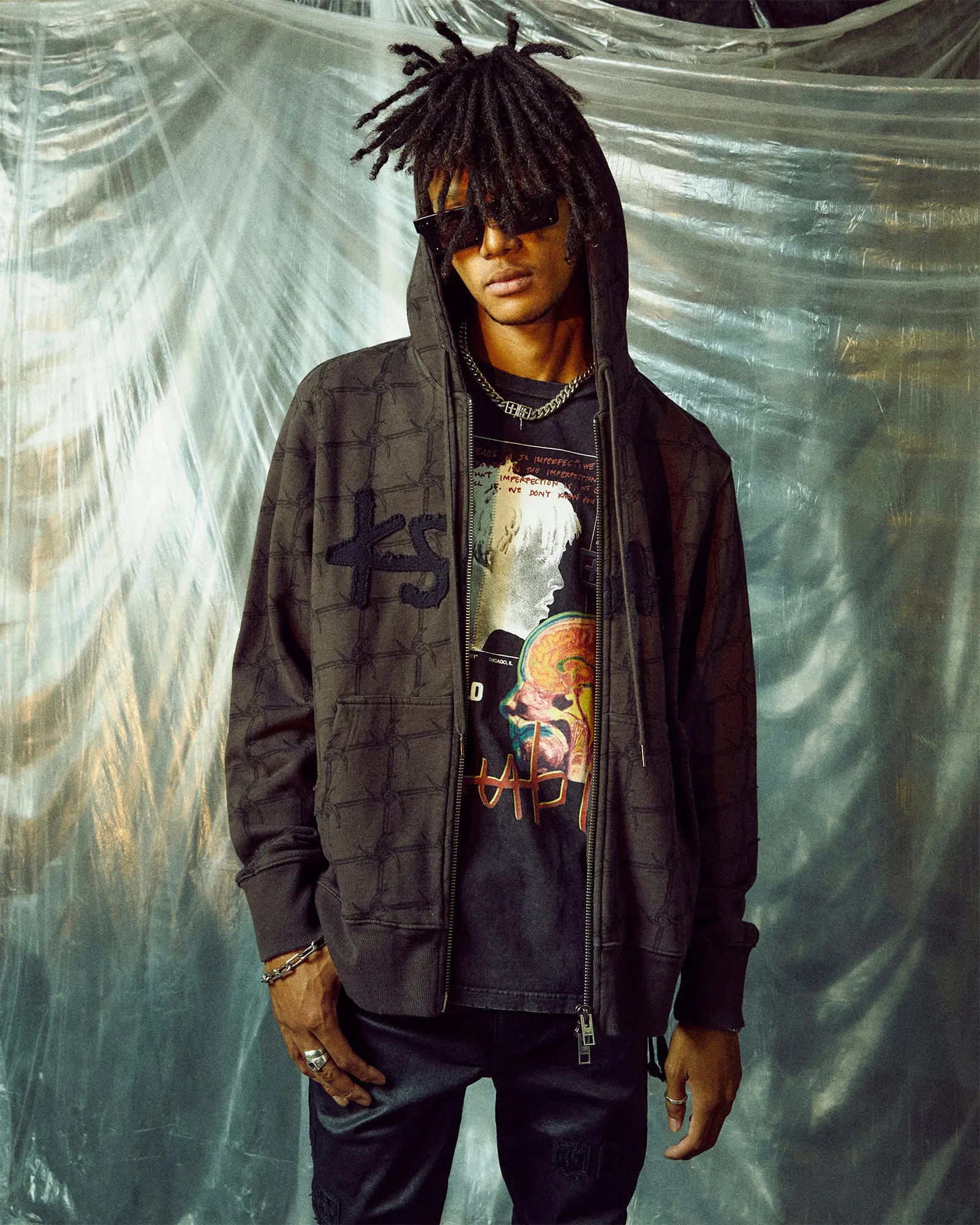 999 ZIP THRU KASH HOODIE FADED BLACK sold by Ksubi product image thumbnail 5