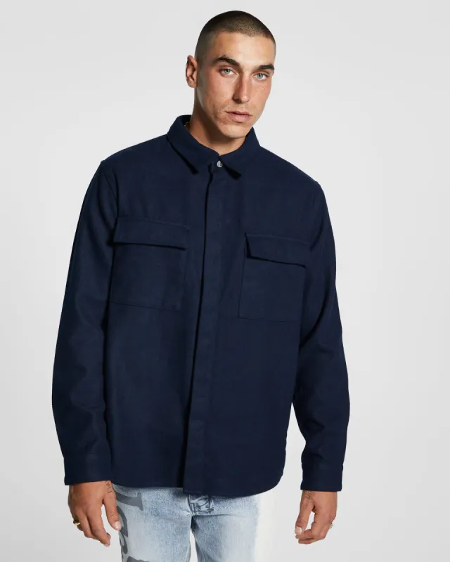 SNAKEBITE LS SHIRT NAVY sold by Ksubi