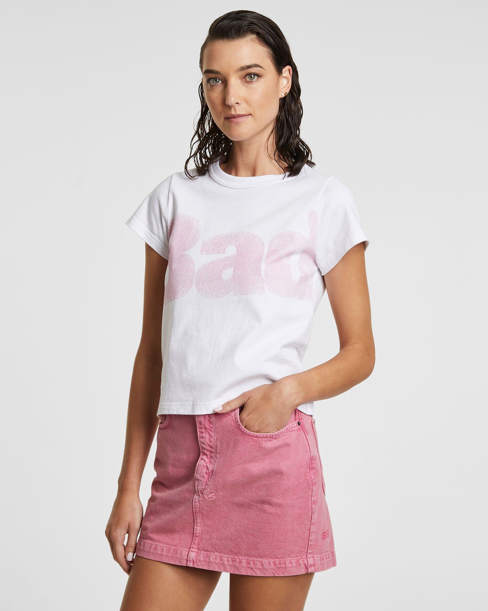 BAD GURL MINI SS TEE WHITE sold by Ksubi