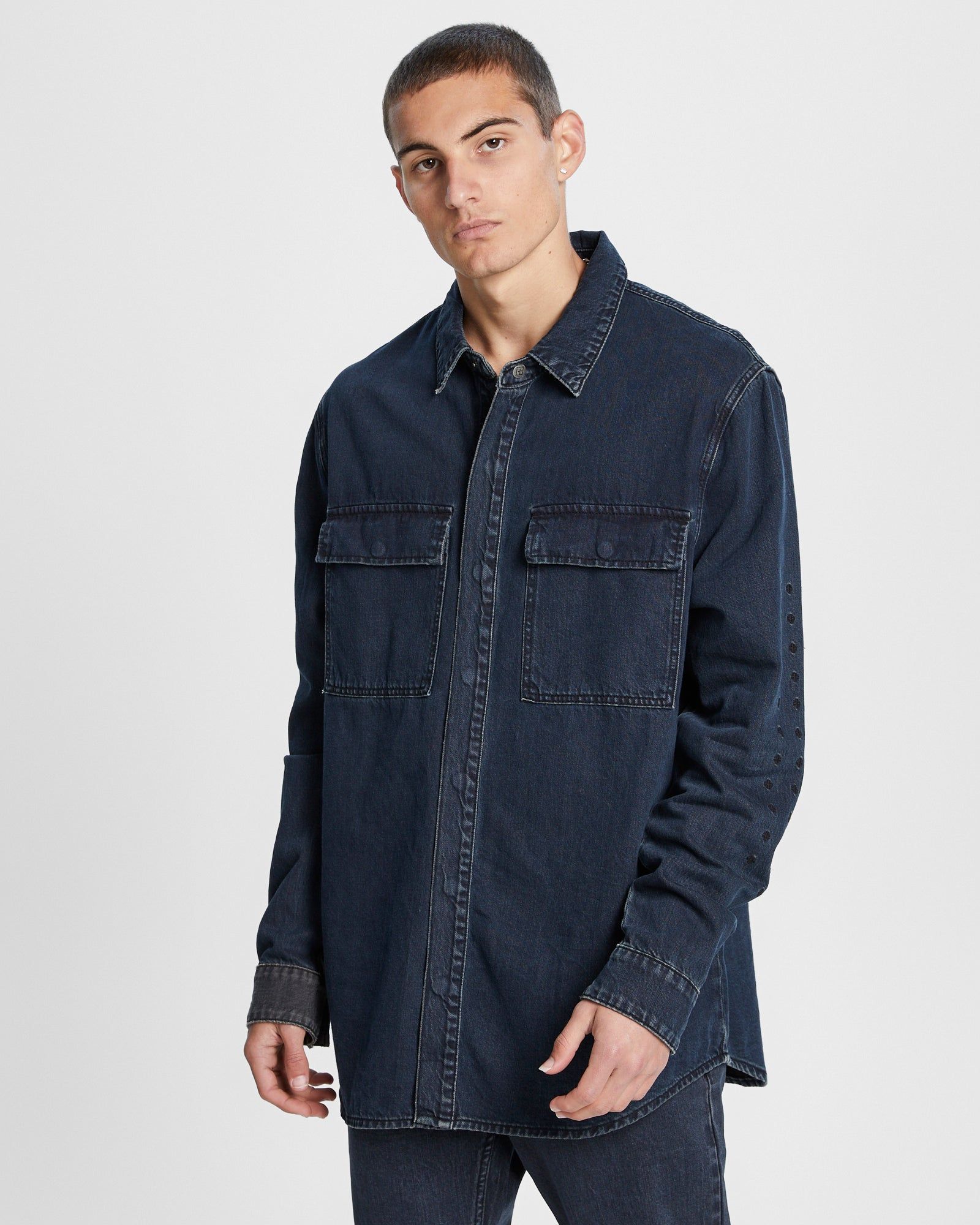 HIGH HORSE LS SHIRT NAVY sold by Ksubi