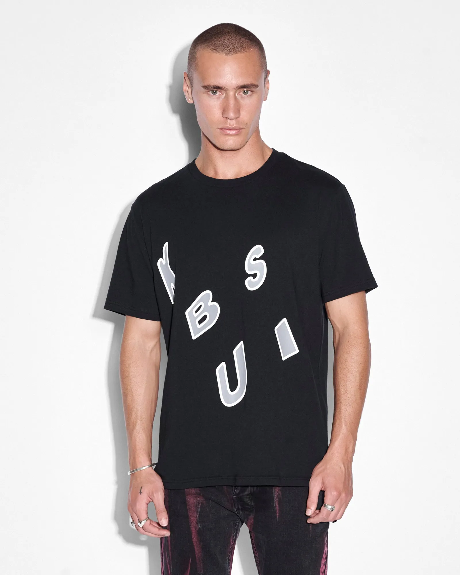 LETTERS KASH SS TEE JET BLACK sold by Ksubi