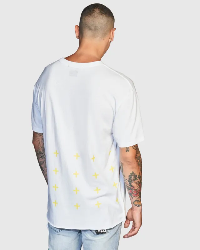 4X4 BIGGIE SS TEE WHITE/YELLOW sold by Ksubi