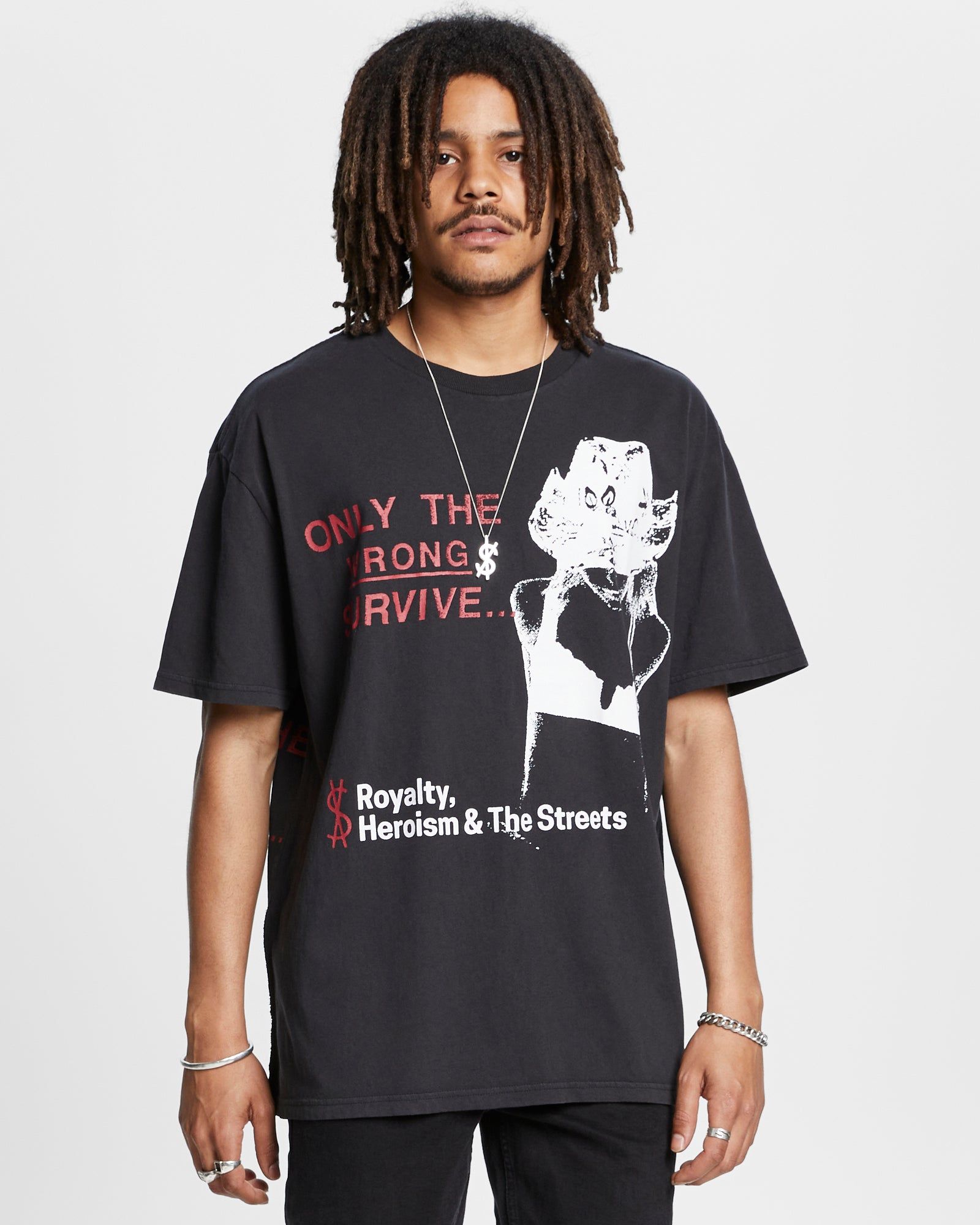 SURVIVE BIGGIE SS TEE JET BLACK sold by Ksubi