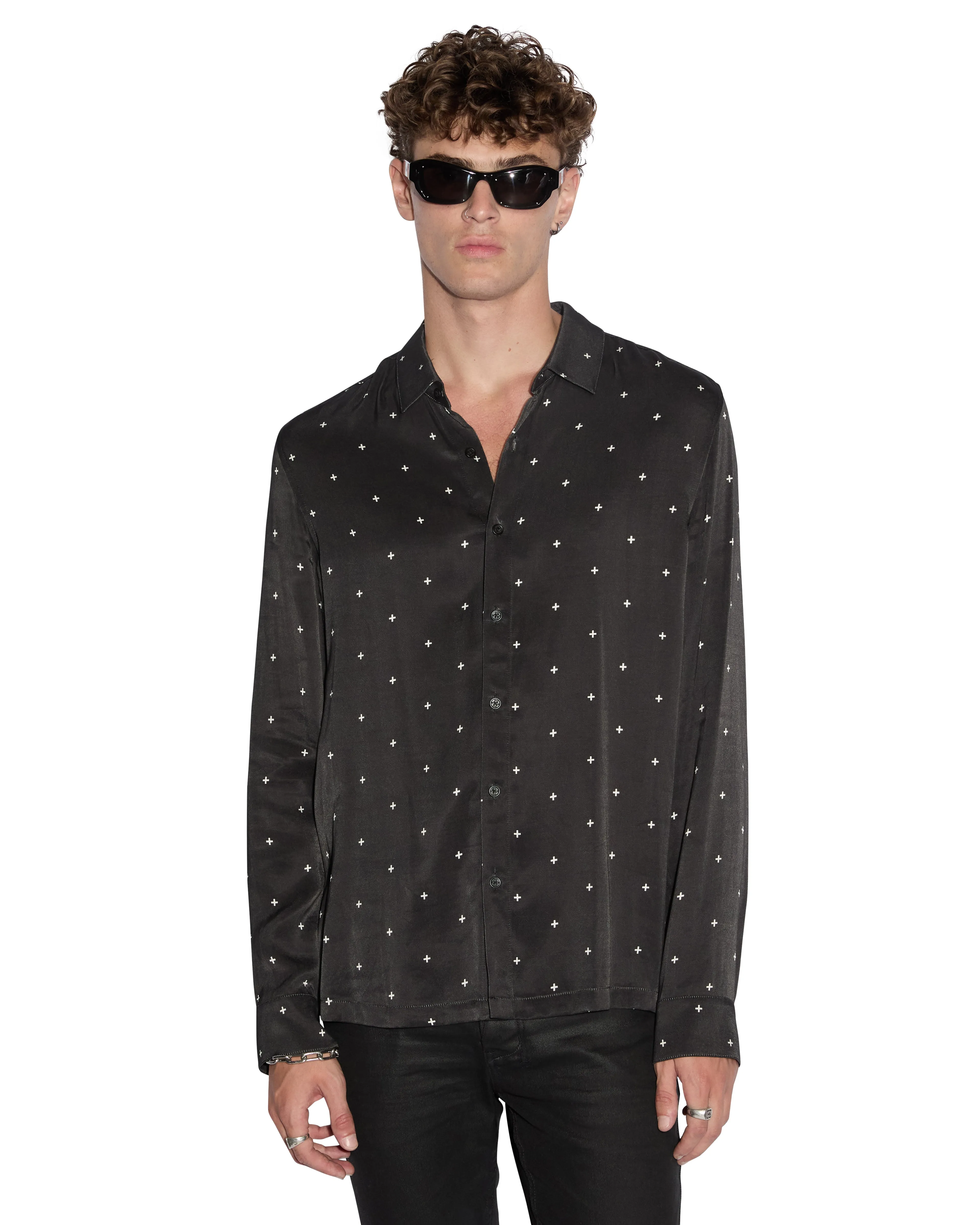 POLKA PLUS LS SHIRT BLACK sold by Ksubi