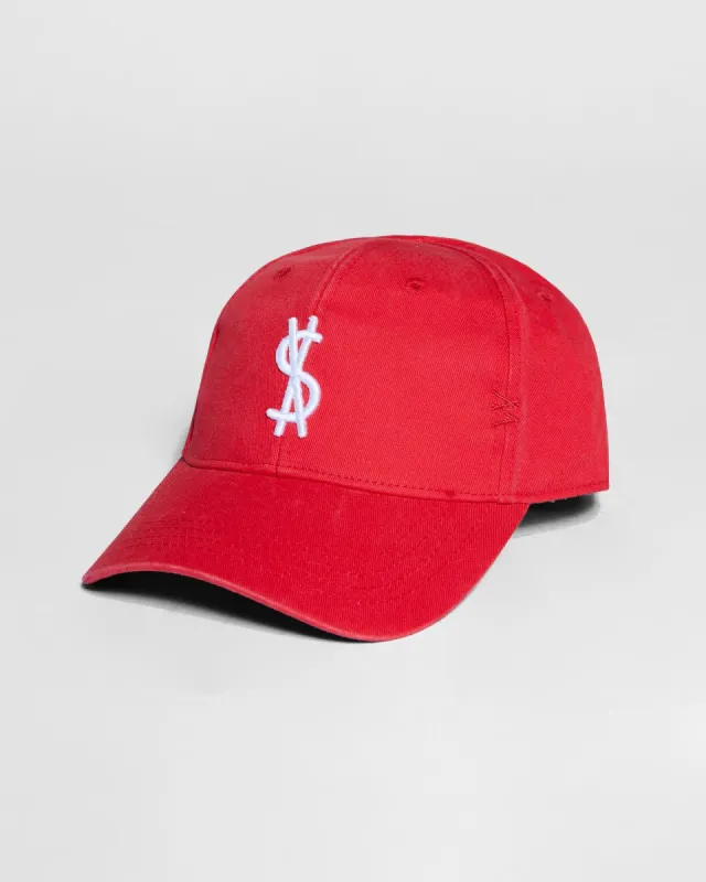 4 X 4 CROSS DOLLAR CAP RED sold by Ksubi