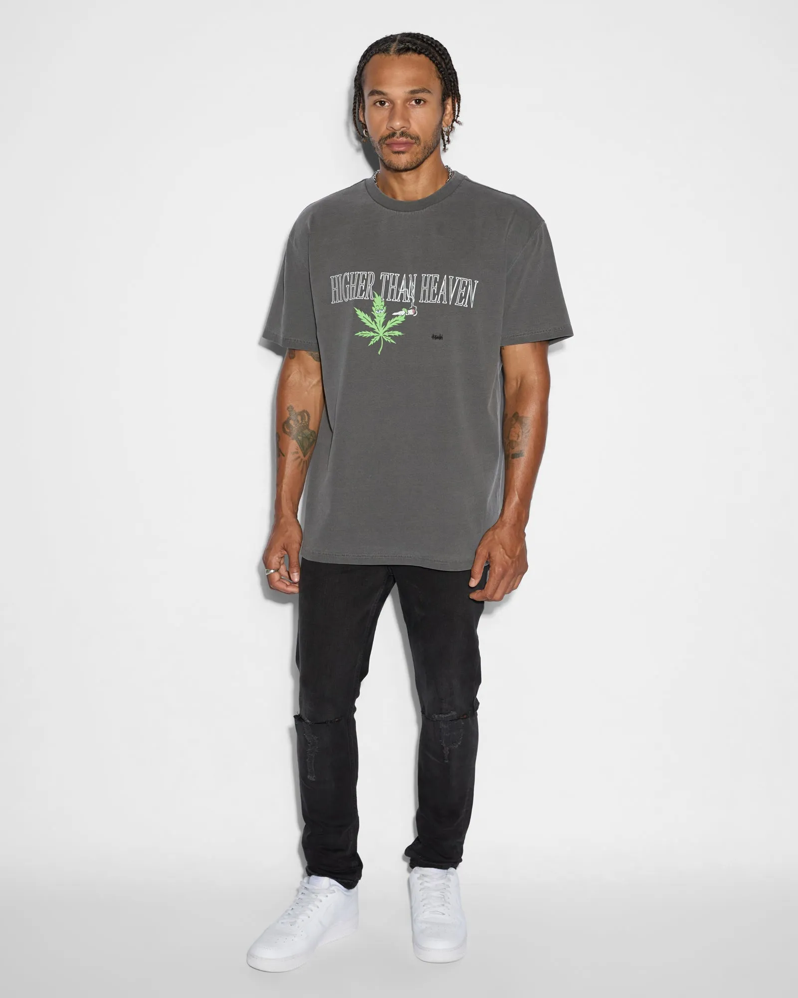 420 LEAF BIGGIE SS TEE CHARCOAL sold by Ksubi product image thumbnail 3