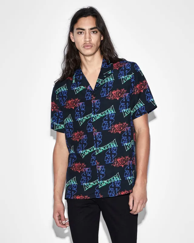 GLOW RESORT SS SHIRT BLACK sold by Ksubi