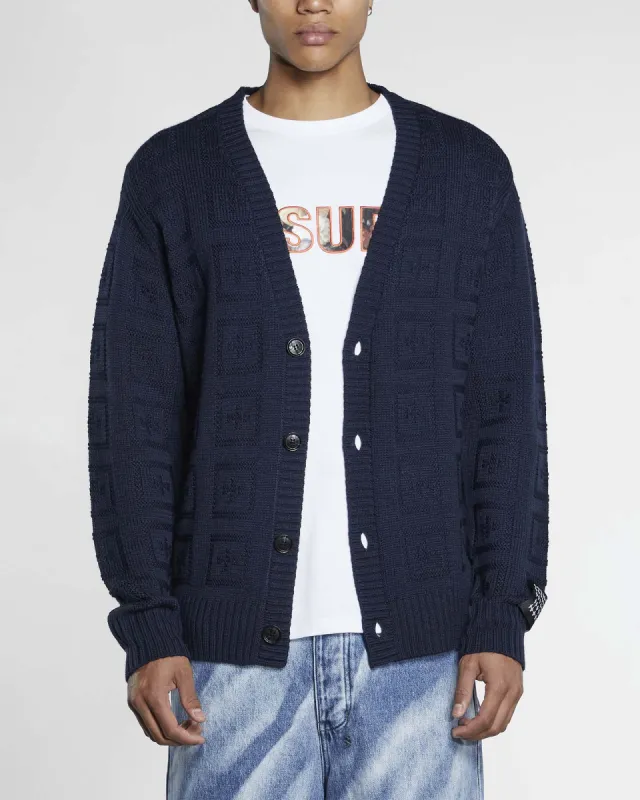 CROSS OUT CARDIGAN NAVY sold by Ksubi