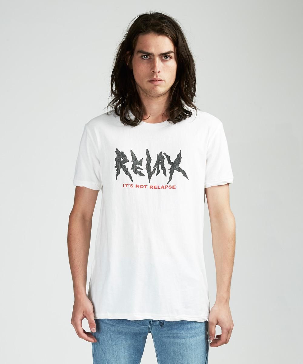 RELAX SS TEE WORN IN WHITE sold by Ksubi