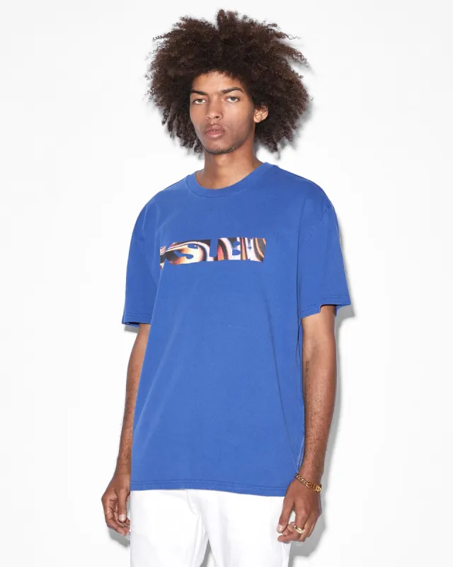 MIND STATE BIGGIE SS TEE SOLID BLUE sold by Ksubi