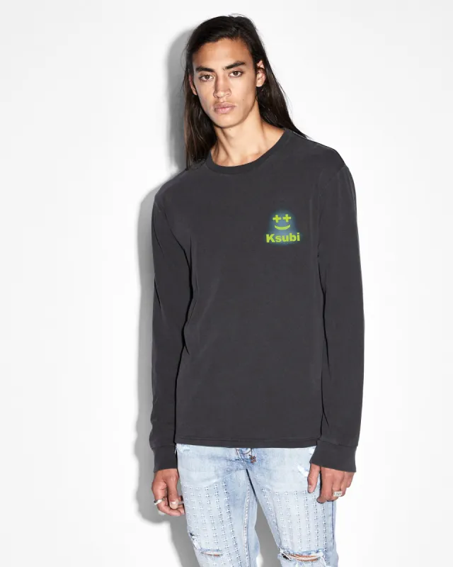HAPPY GLOW KASH LS TEE FADED BLACK sold by Ksubi