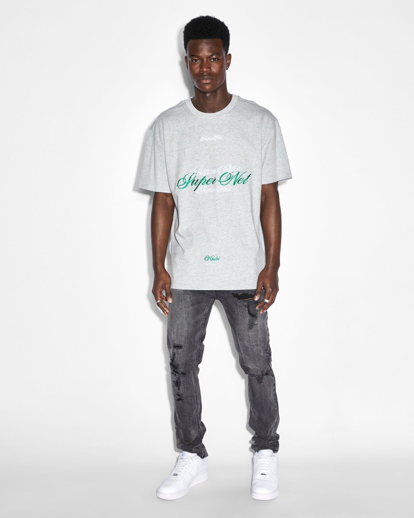 SCRIPTED BIGGIE SS TEE GREY MARLE sold by Ksubi product image thumbnail 2