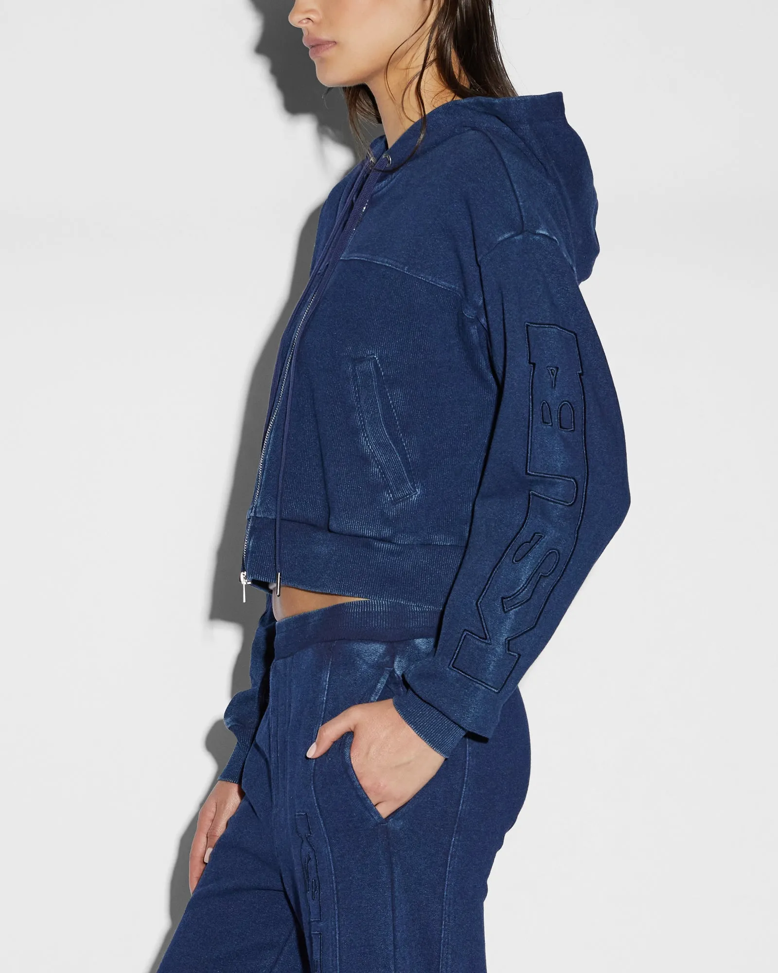 ORIGIN CROP HOODIE INDIGO SPLICED sold by Ksubi product image thumbnail 2