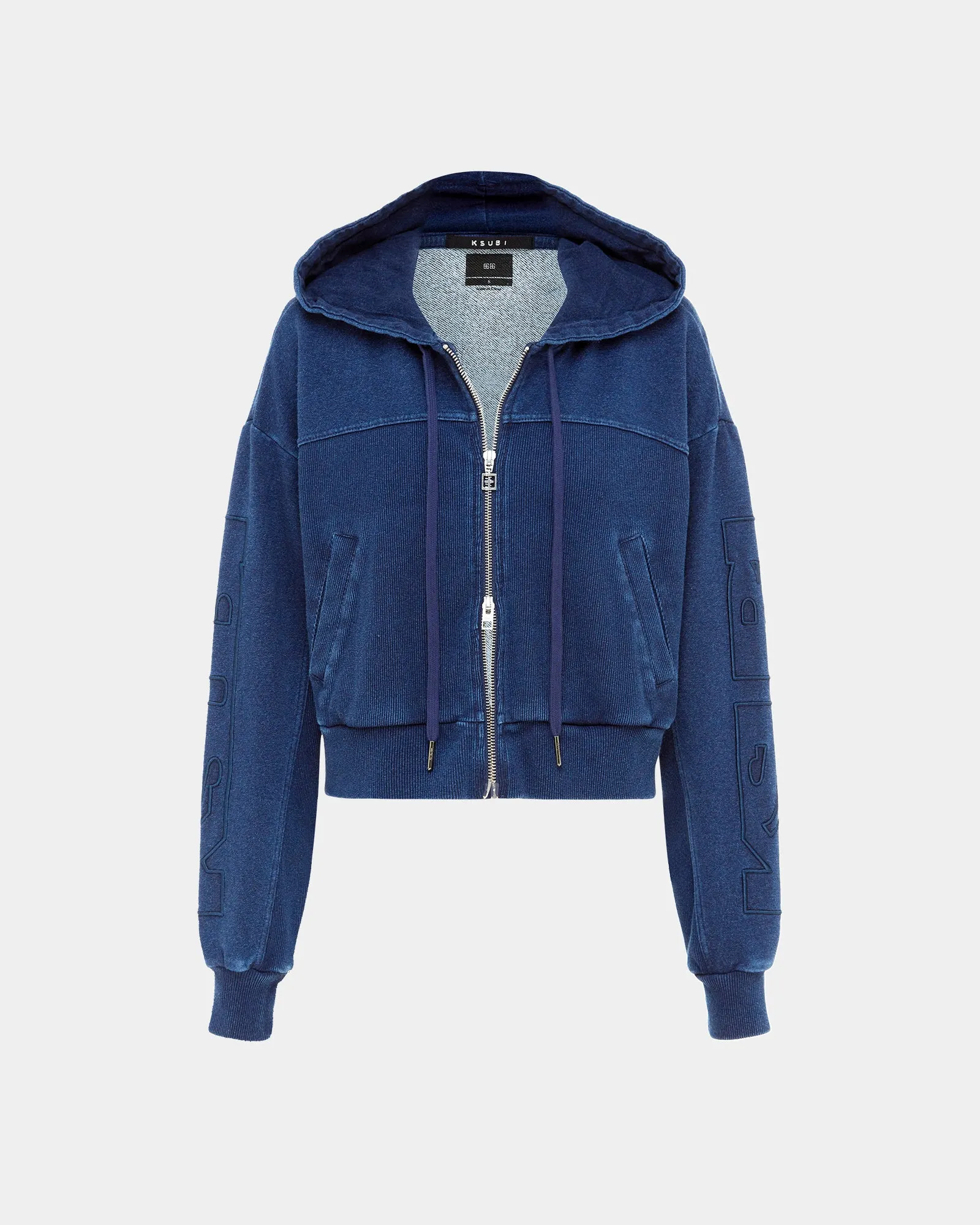 ORIGIN CROP HOODIE INDIGO SPLICED sold by Ksubi product image thumbnail 5