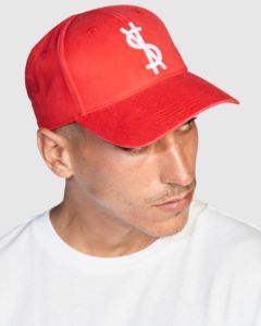 4 X 4 CROSS DOLLAR CAP RED sold by Ksubi