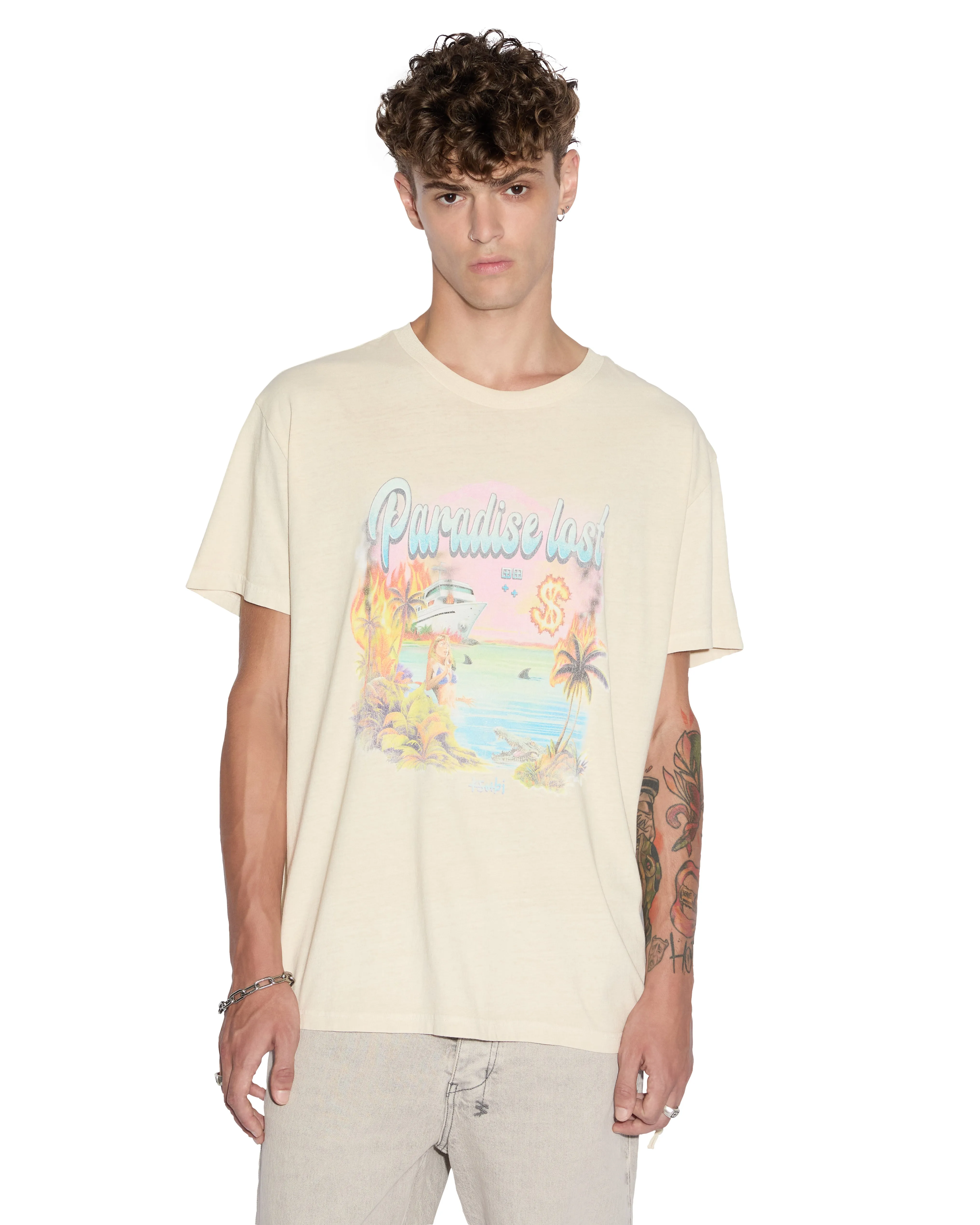 PARADISE BIGGIE SS TEE DUSTY DESERT sold by Ksubi
