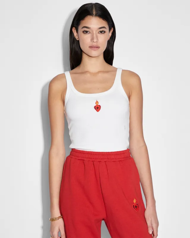 EMBLAZED ARISE TANK WHITE sold by Ksubi