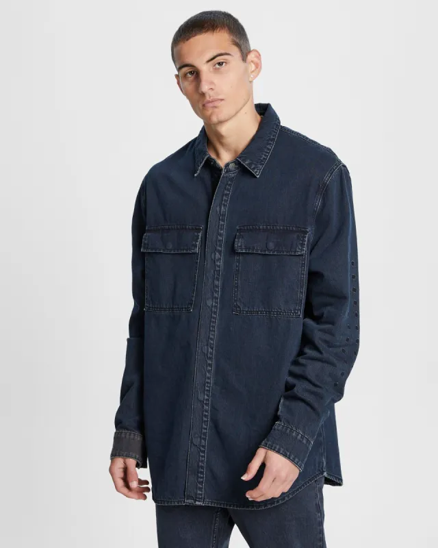 HIGH HORSE LS SHIRT NAVY made by Ksubi