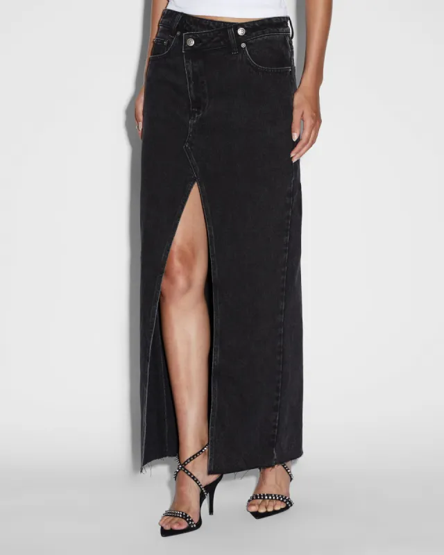RELAX MAXI SKIRT WASHED BLACK sold by Ksubi