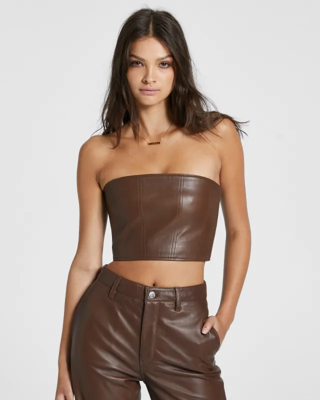 CROSSIN BUSTIER TOP CHOCOLATE sold by Ksubi