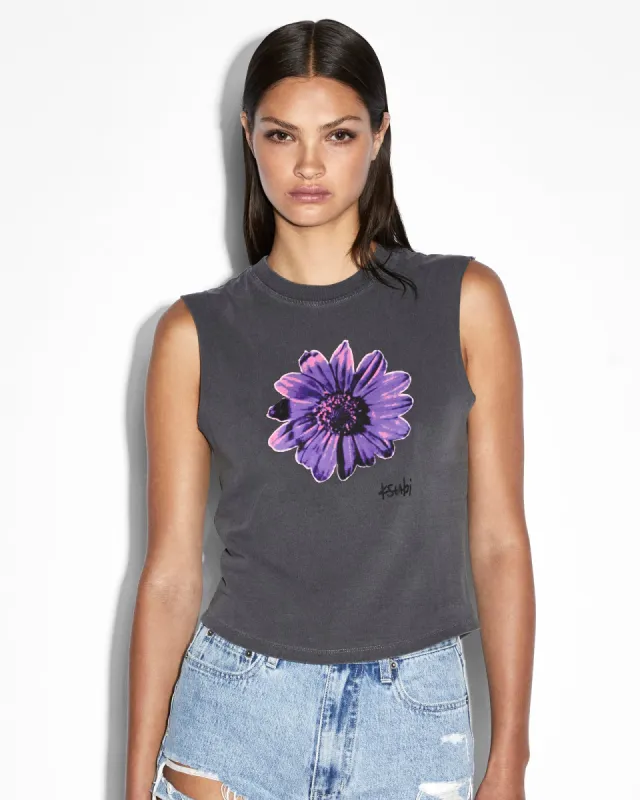 CYBERFLORA TANK CHARCOAL sold by Ksubi