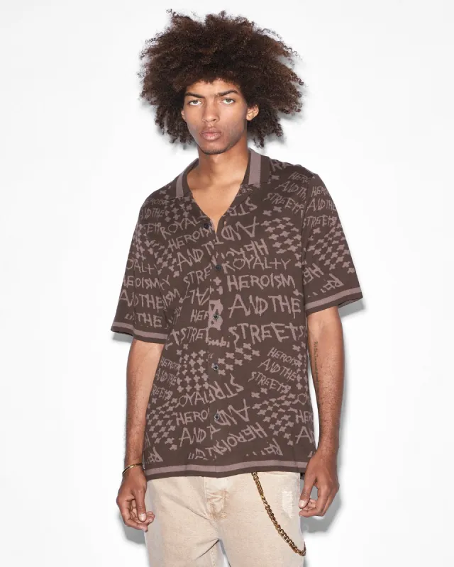 HEROISM KNIT RESORT SS SHIRT JAVA sold by Ksubi