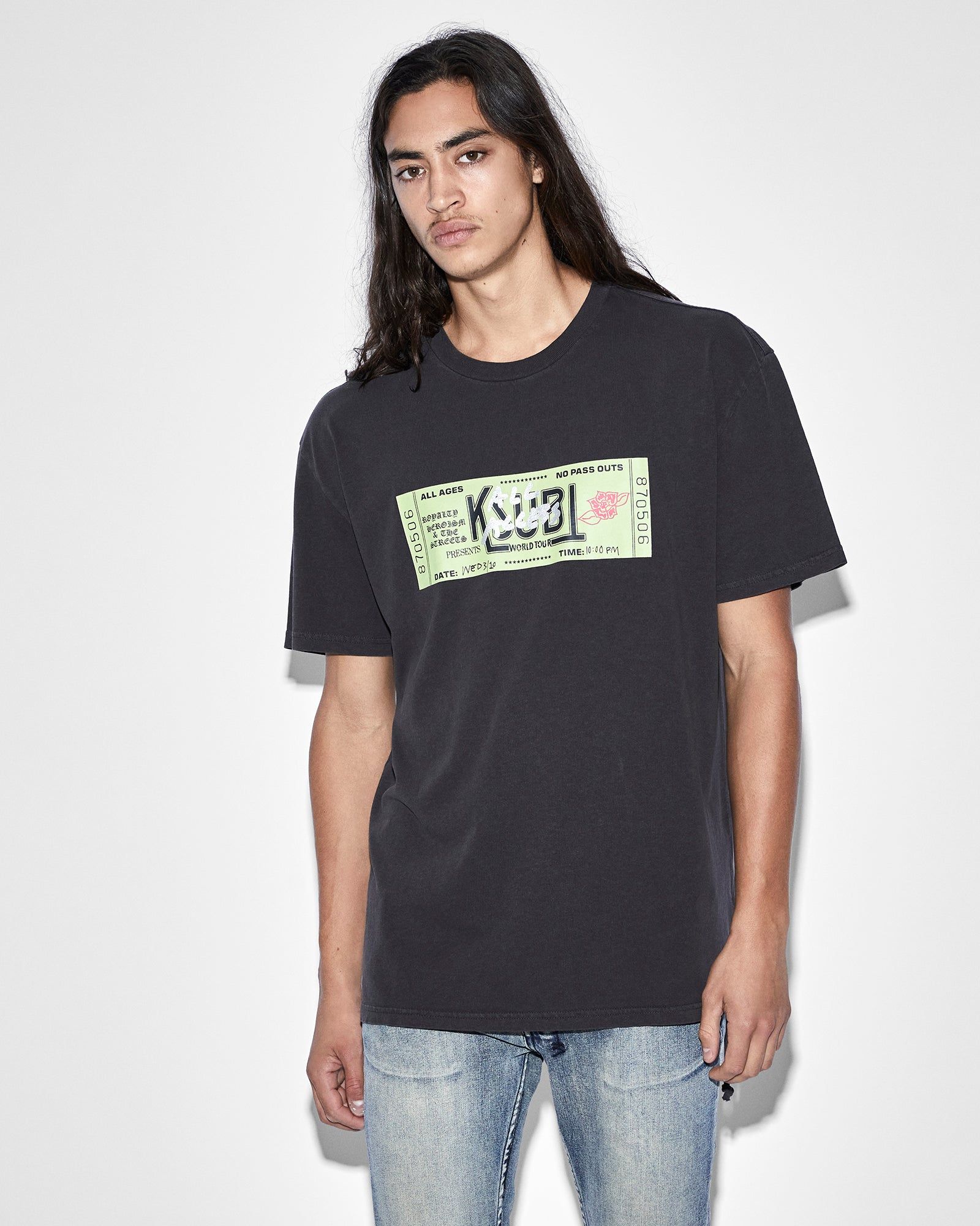 TICKET BIGGIE SS TEE FADED BLACK sold by Ksubi