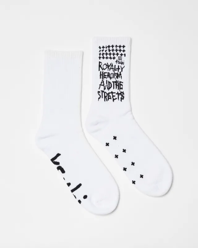 ROYALTY KSOCKS WHITE/BLACK sold by Ksubi
