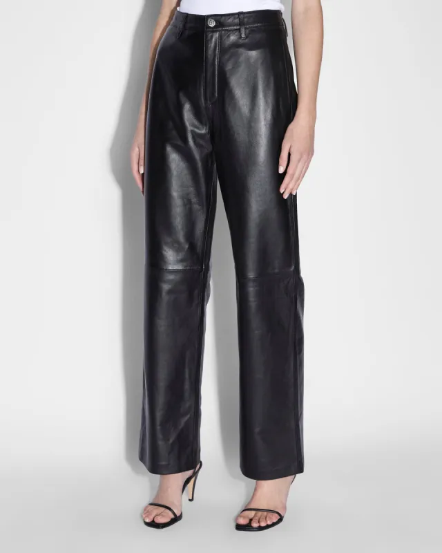 CROSSIN PANT BLACK LEATHER sold by Ksubi