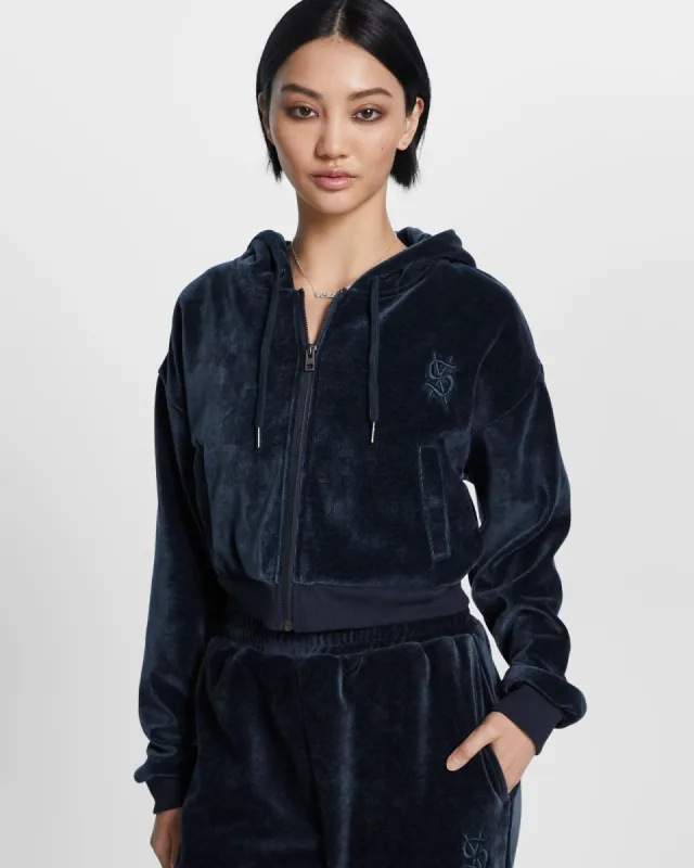 VELOUR ZIP UP HOODIE MIDNIGHT made by Ksubi
