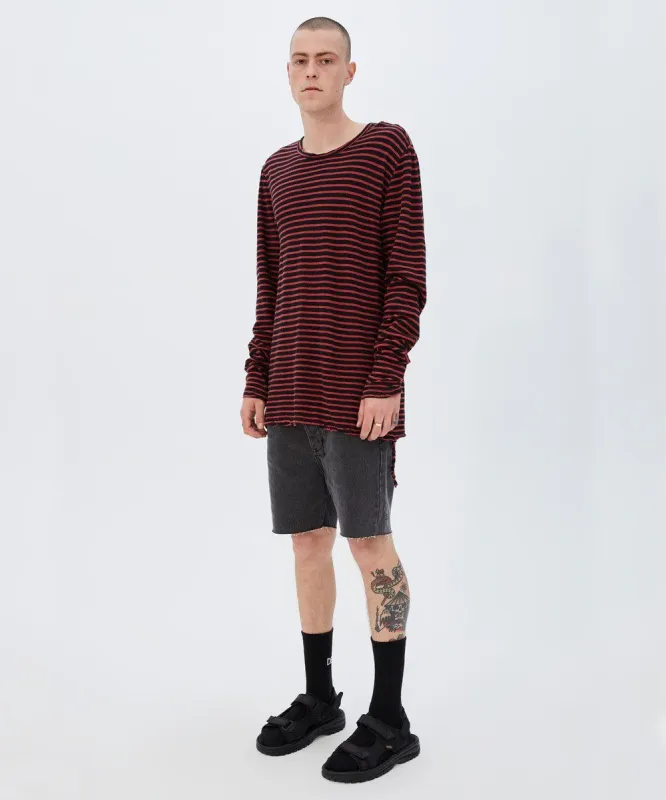 SINISTER STRIPE LS TEE RED sold by Ksubi