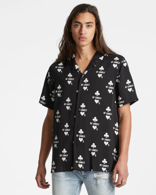KLUB OF HEARTS RESORT SS SHIRT BLACK sold by Ksubi