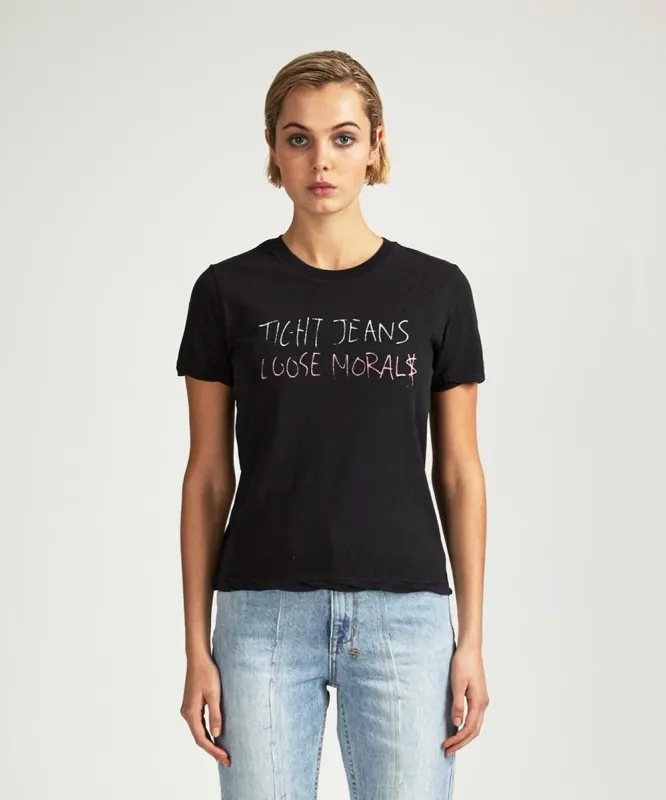 TIGHT JEANS LOOSE SS TEE BACK TO BLACK sold by Ksubi