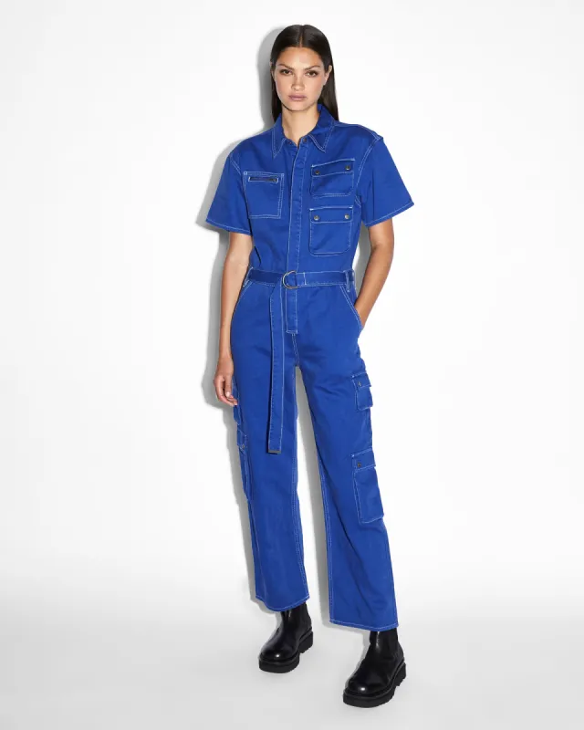 DRILL BOILERSUIT COBALT sold by Ksubi