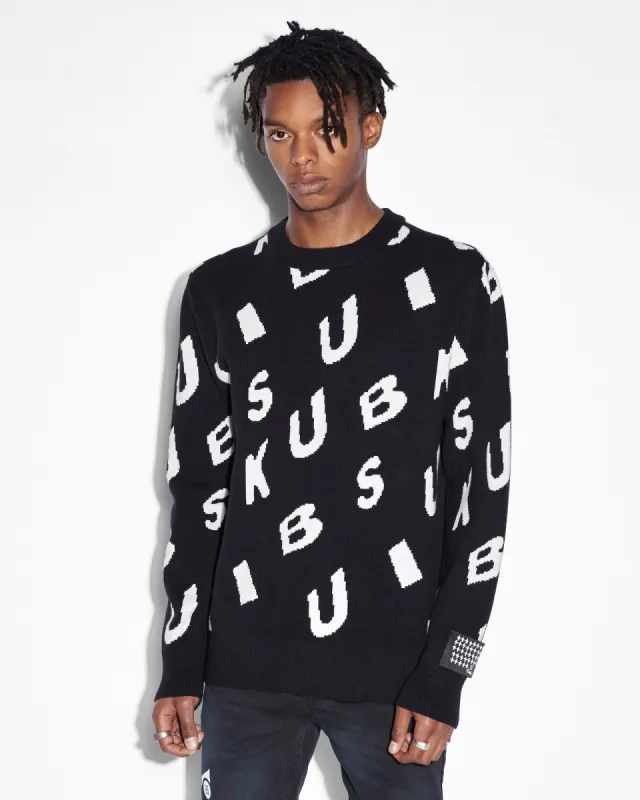 LETTERS KNIT CREW BLACK sold by Ksubi