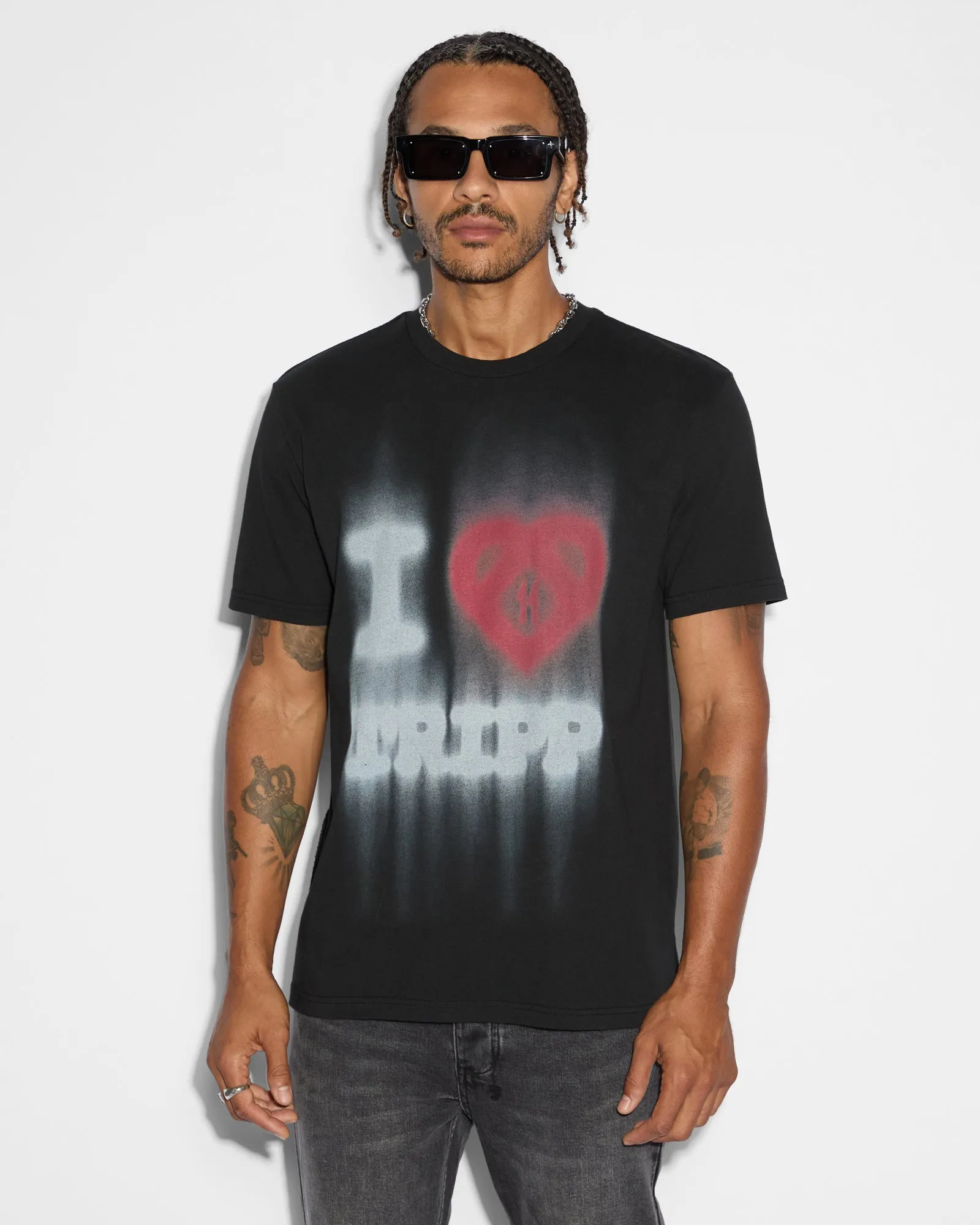 LOVE TRIP KASH SS TEE JET BLACK sold by Ksubi