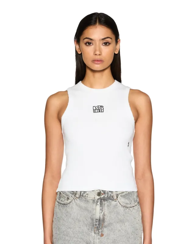 STACKED SYNDICATE TANK XTRA WHITE sold by Ksubi