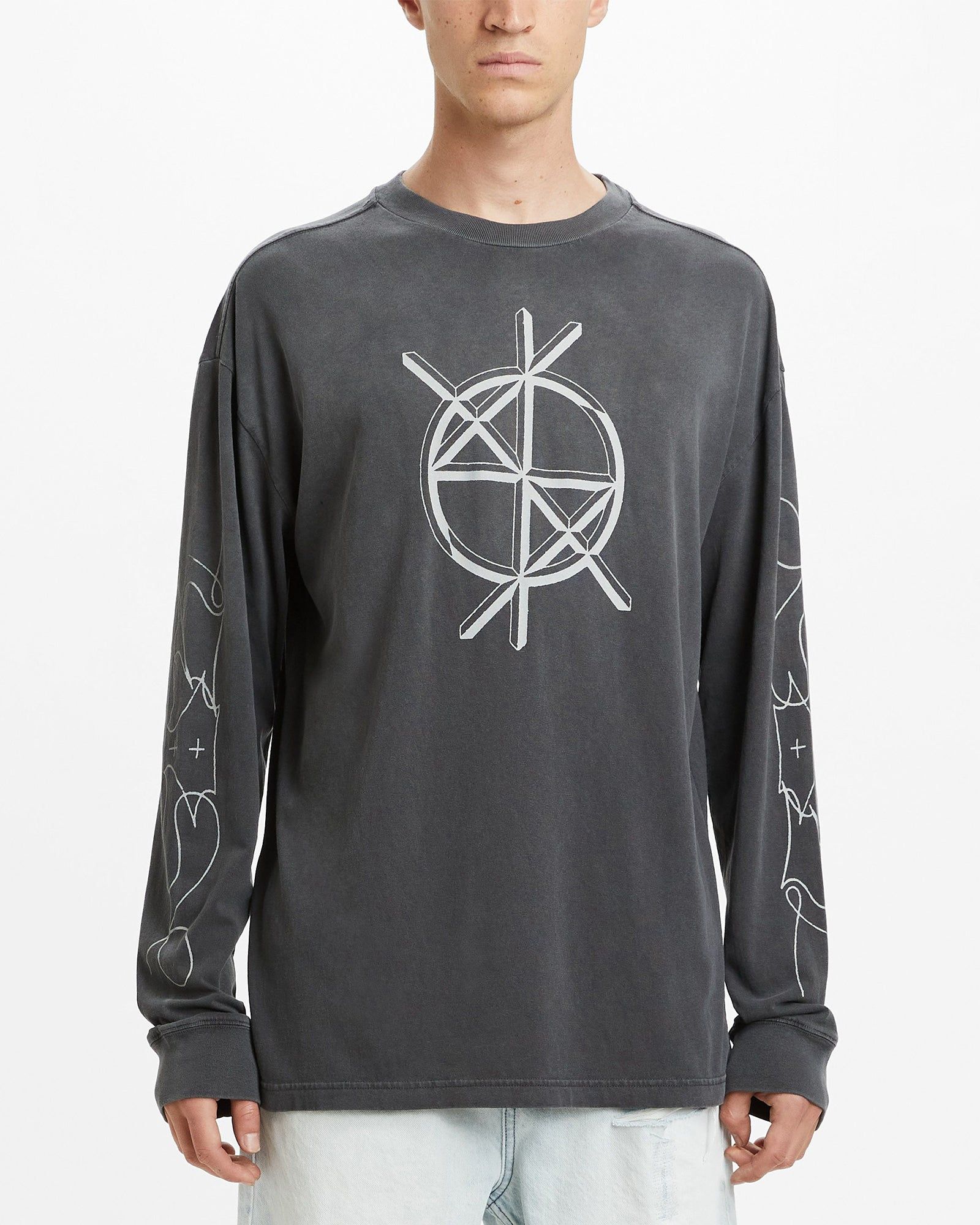 CRYPTIC BIGGIE LS TEE CHARCOAL FADE sold by Ksubi