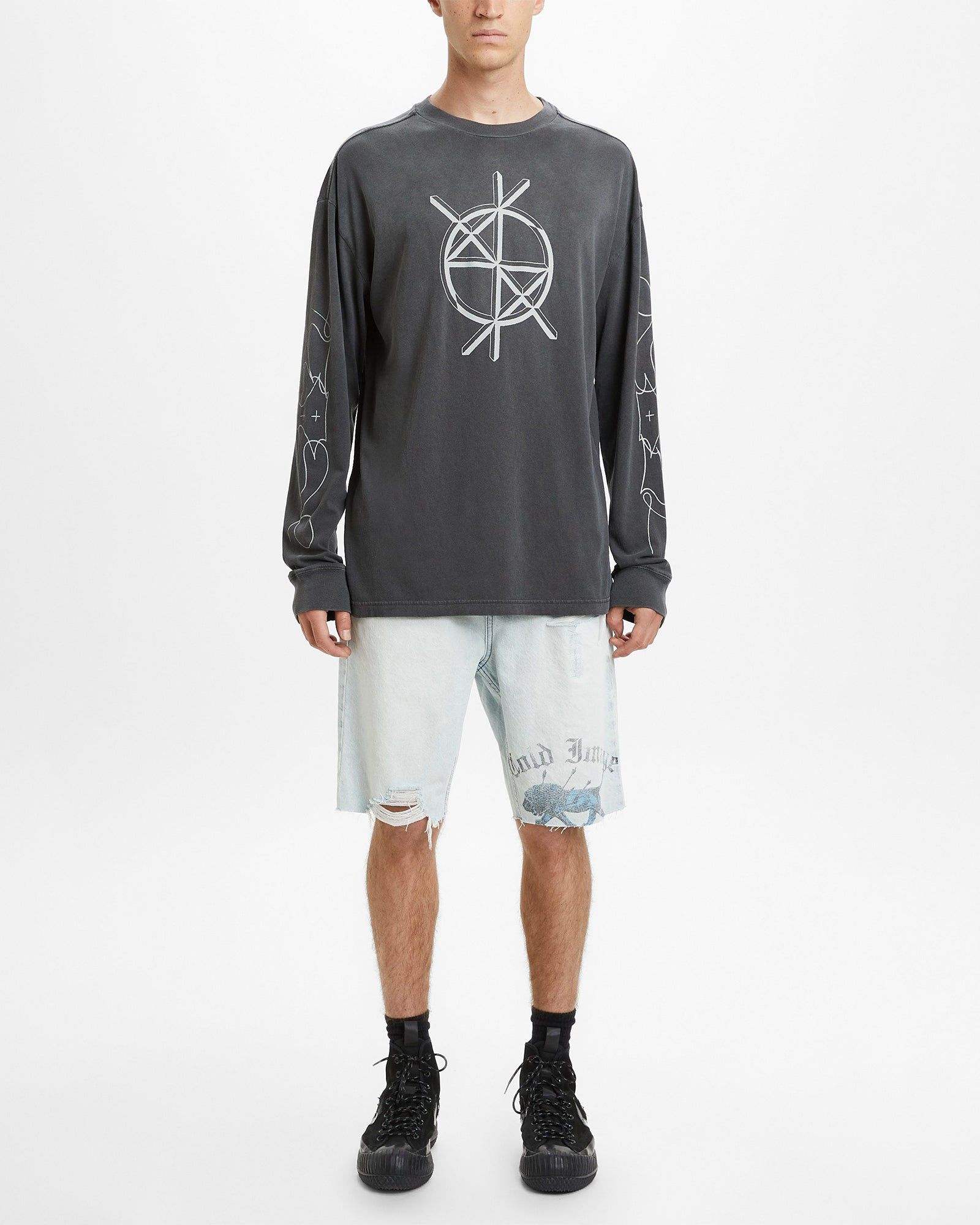 CRYPTIC BIGGIE LS TEE CHARCOAL FADE sold by Ksubi product image thumbnail 3