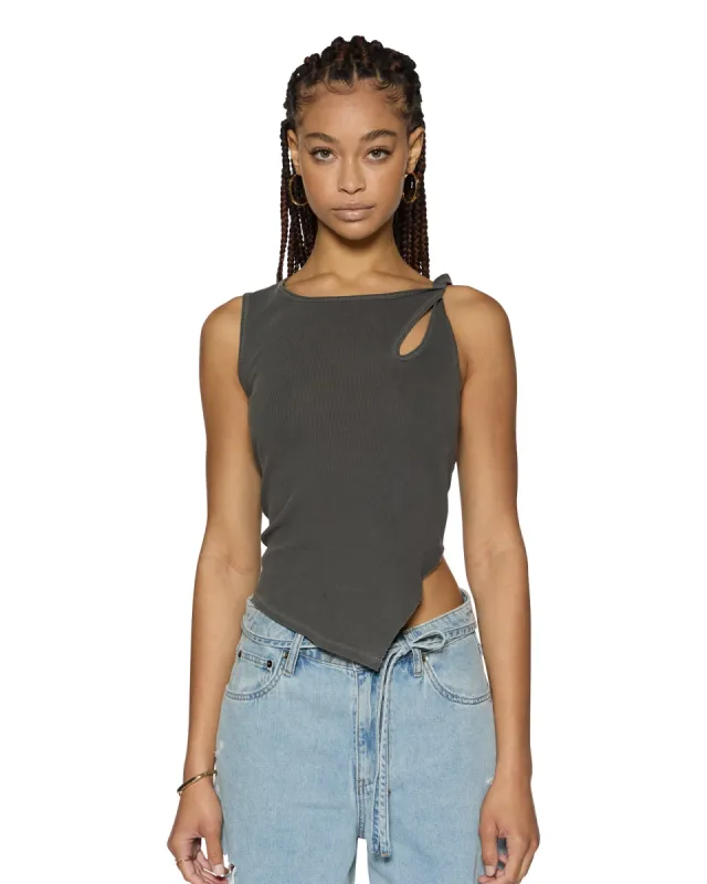 TWISTED TANK CHARCOAL sold by Ksubi