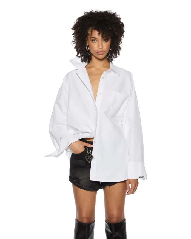 ASTRA LS SHIRT WHITE OXFORD sold by Ksubi