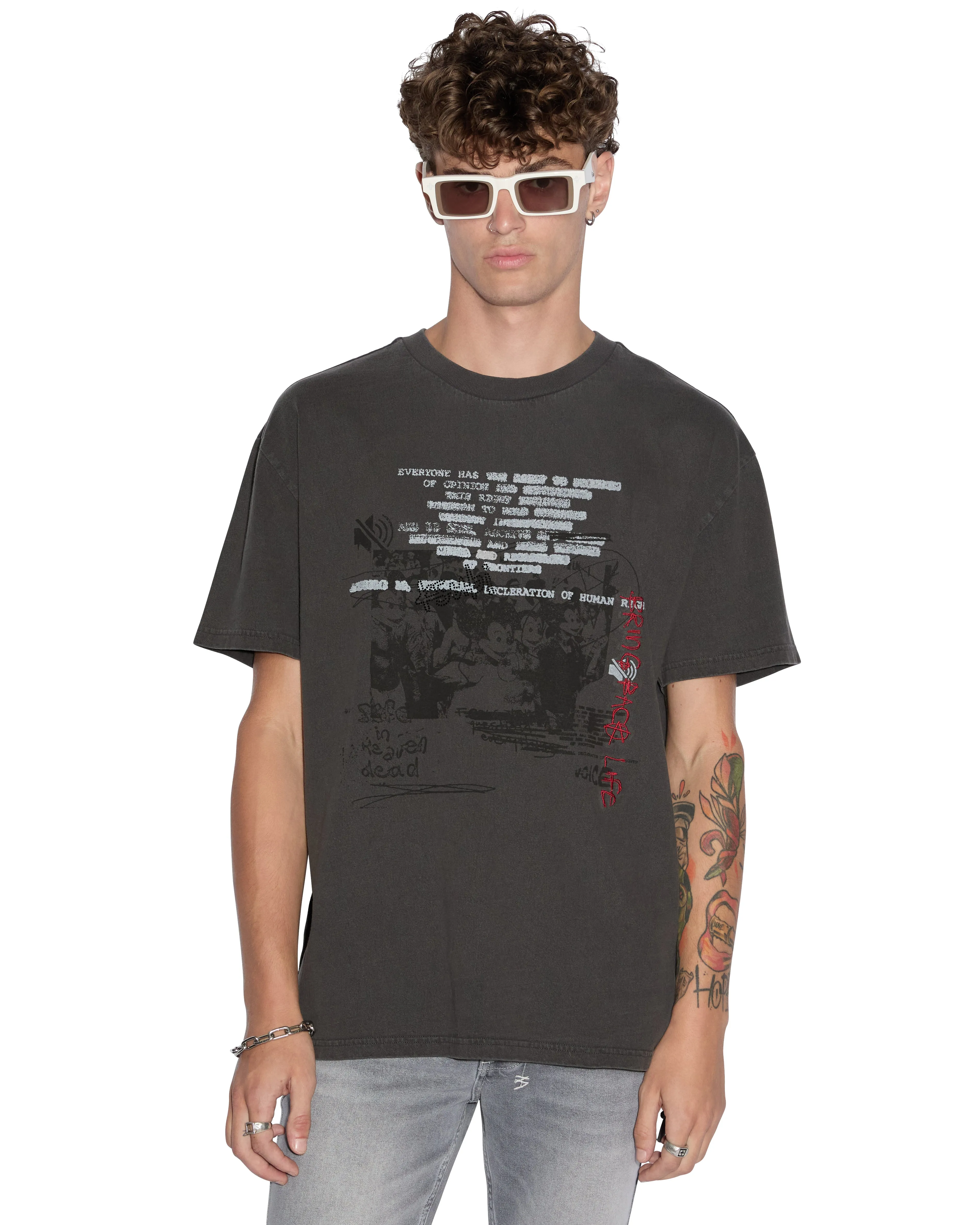 SILENCED BIGGIE SS TEE FADED BLACK sold by Ksubi