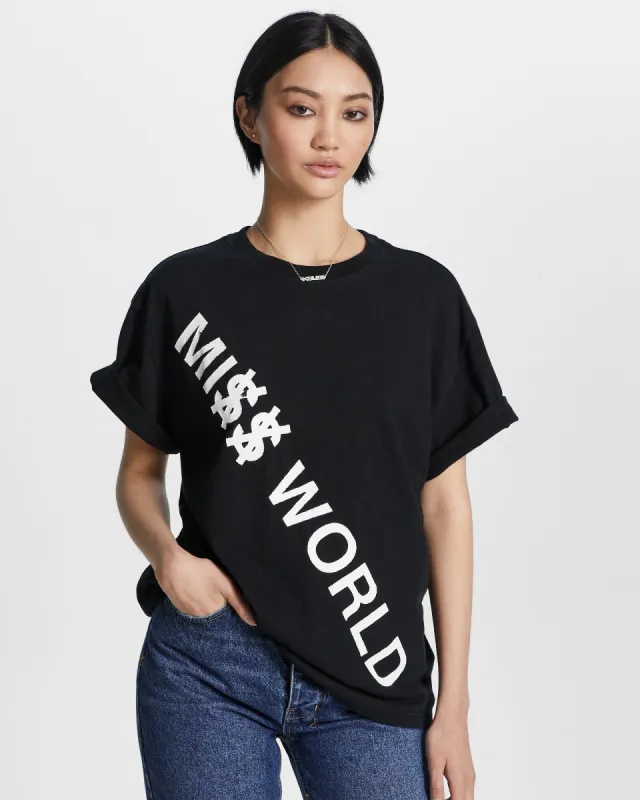 MISS WORLD OG TEE JET BLACK sold by Ksubi