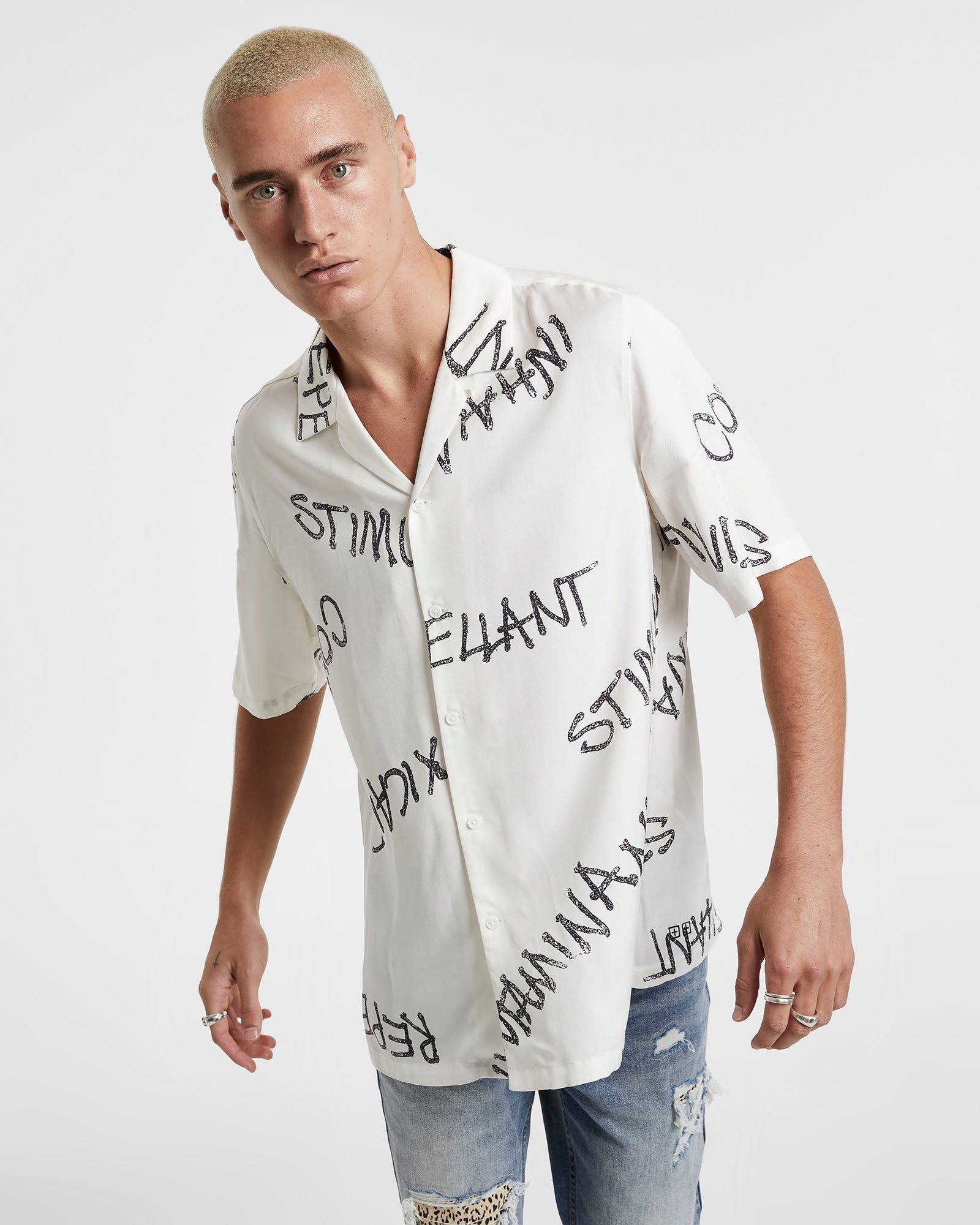 INTOXICANT RESORT SS SHIRT WHITE sold by Ksubi product image thumbnail 4